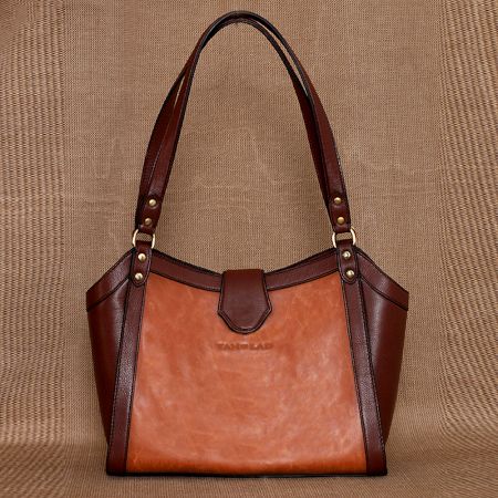 Handmade Brick Cherry Tote Bag Leather Deluxe